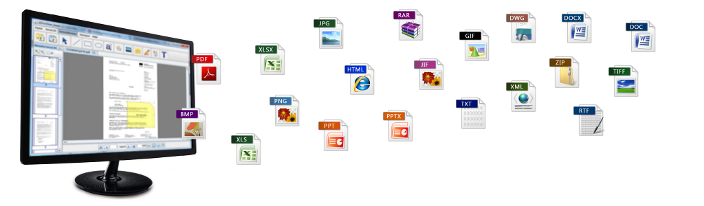 eDocView unterstützt eine Vielzahl von Raster-, PDF und Office-Formaten.